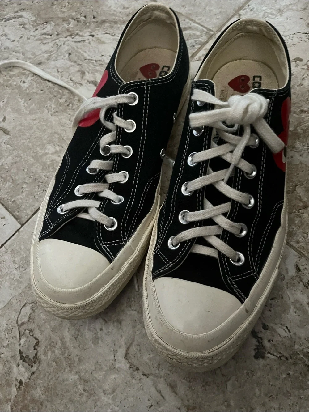 Converse unisex PLAY Black Canvas Low-Top Sneakers with Red Heart